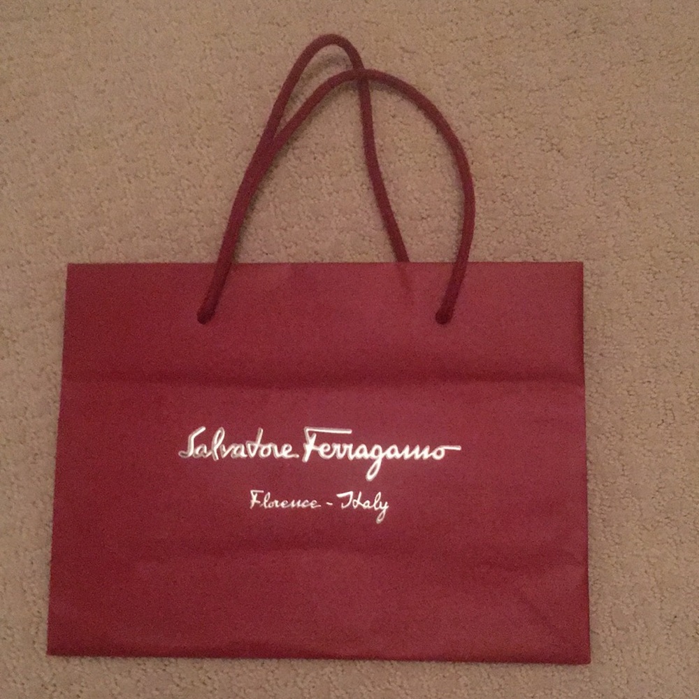 Authentic Salvatore Ferragamo Red Paper Shopping Gift Bag Luxury Packaging 11x8 - Picture 2 of 6